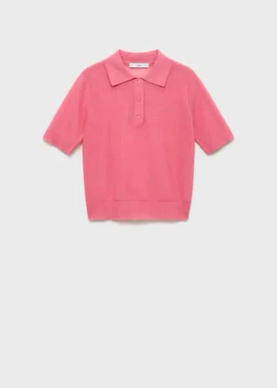 Mango Knitted Polo-neck Sweater Fuchsia