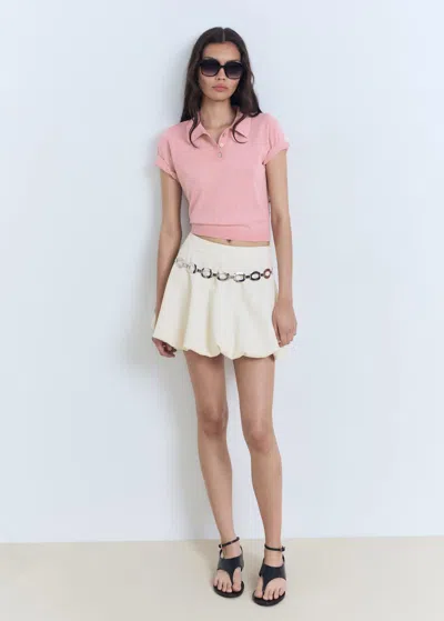 Mango Pull-over Maille Col Polo Rose Pastel - Femme - Xl -