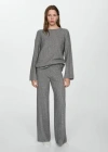 Mango Knitted Pyjama Trousers Medium Heather Grey In Medium Heather Grey