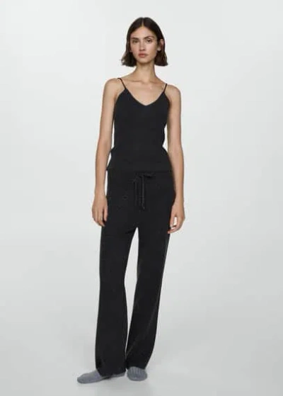 Mango Knitted Pyjama Trousers Charcoal