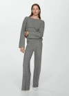 Mango Knitted Pyjama Trousers Medium Heather Grey In Medium Heather Grey