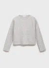 Mango Kids' Knitted Ribbed Sweater Light Heather Grey In Gray