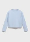 Mango Kids' Knitted Ribbed Sweater Sky Blue