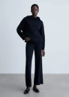 Mango Knitted Sweater With Asymmetrical Neck Dark Navy In Dark Navy