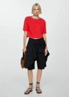 Mango Knitted Sweater With Openwork Details Coral Red In Corail
