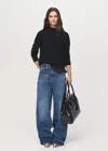 Mango Knitted Sweater With Perkins Neck In Black