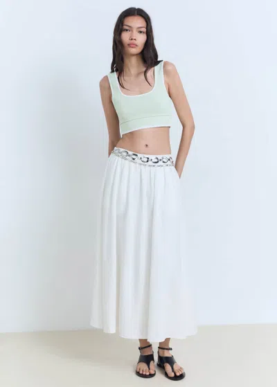 Mango Knitted Top With Contrasting Trim Mint Green