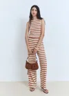 Mango Knit Boat Neck Sleeveless Top In White