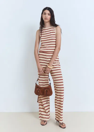 Mango Knit Boat Neck Sleeveless Top In White