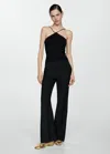 Mango Knitted Top With Metallic Thread Black In Black