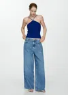 Mango Knitted Top With Metallic Thread Vibrant Blue