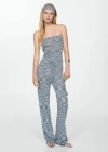 Mango Knitted Trousers With Cargo Pockets Blue In Blue