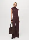 Mango Knitted Trousers With Elastic Waistband Burgundy