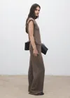 Mango Knitted Trousers With Elastic Waistband Medium Brown In Brown