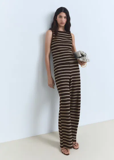 Mango Knitted Trousers With Geometric Print Brown