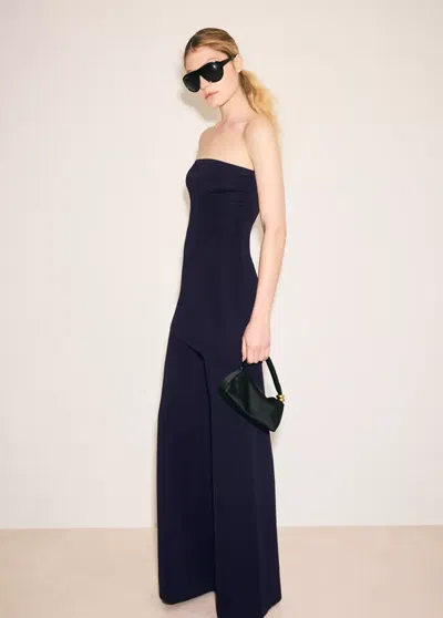 Mango Knitted Wide Leg Pants In Black