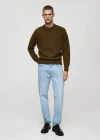 Mango Knitted Wool Blend Sweater Olive Green In Olive