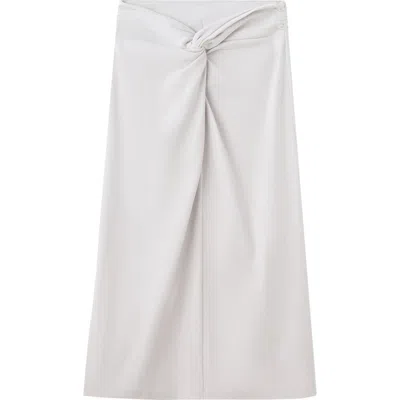 Mango Knot Detail Midi Skirt In White