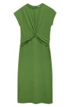 Mango Women's Knot Detail Midi-dress In Emerald Green