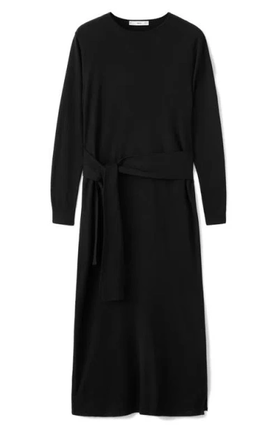 Mango Knot Long Sleeve Knit Dress In Black