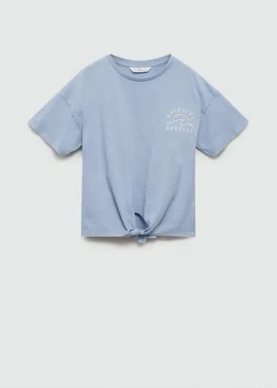 Mango Kids' Knot Message T-shirt Sky Blue
