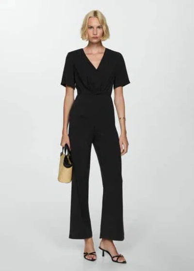 Mango Knotted Modal Jumpsuit Black