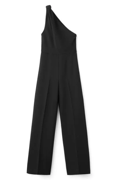 Mango Knotted One-shoulder Jumpsuit In Black