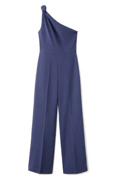Mango Knotted One-shoulder Jumpsuit In Blue