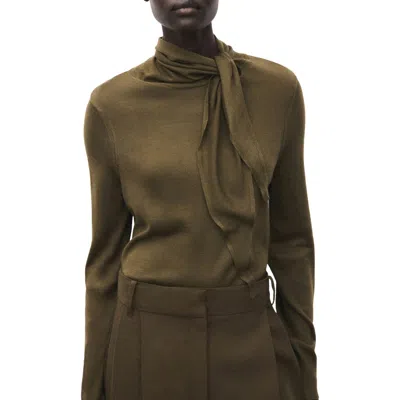 Mango Knotted Turtleneck Sweater In Green
