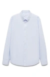 Mango Kodak Stripe Regular Fit Poplin Button-down Shirt In Dark Navy