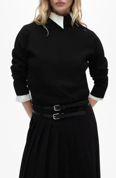 Mango Konpaktu Asymmetric Half Zip Sweater In Black