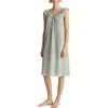 Mango Lace Accent Cotton Night Gown In Pastel Green