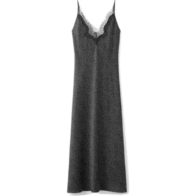 Mango Lace & Polka Dot Slipdress In Black