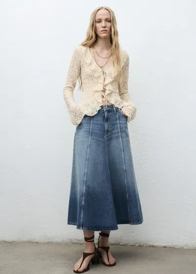 Mango Lace Blouse With Ruffles Ecru In Sand