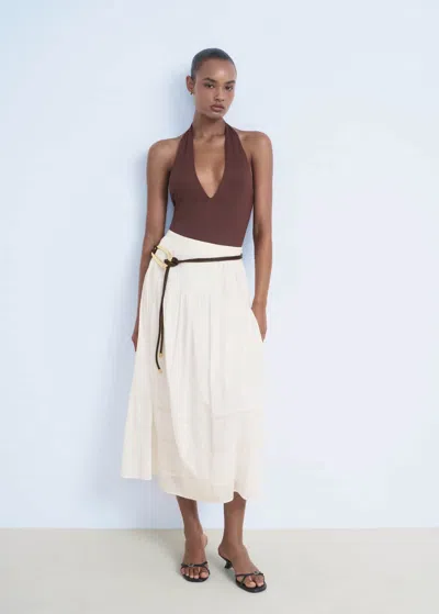 Mango Lace Cotton Skirt White