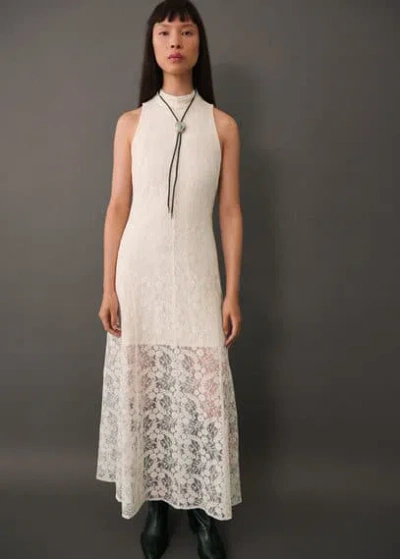 Mango Lace Detail Gown Ecru