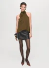 Mango Lace Flowy Top Khaki In Brown