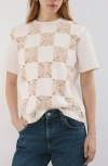 Mango Lace Inset T-shirt In White