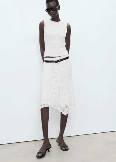 Mango Lace Midi Skirt White