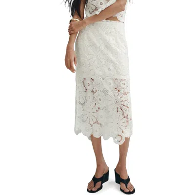Mango Lace Midi Skirt In White
