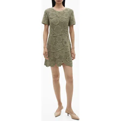 Mango Lace Minidress In Brown