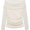 Mango Lace Off The Shoulder Sweater In Off White