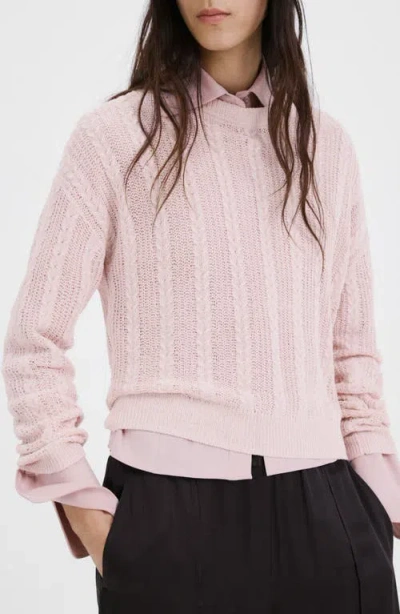 Mango Lace Pattern Sweater In Pink