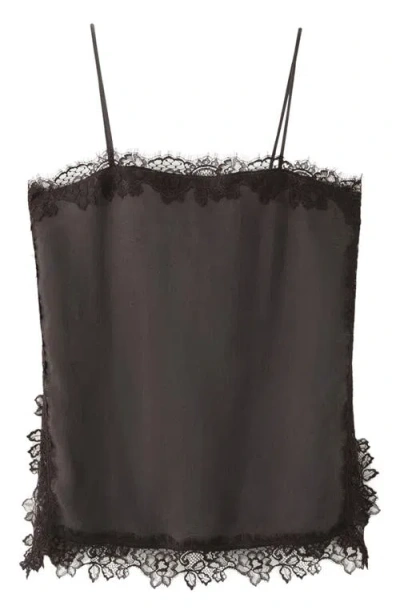 Mango Lace Satin Camisole In Brown