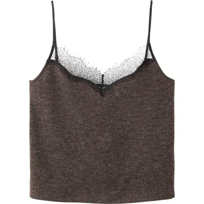 Mango Lace Trim Camisole In Brown