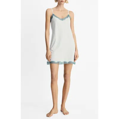 Mango Lace Trim Cotton Nightgown In Aqua Green