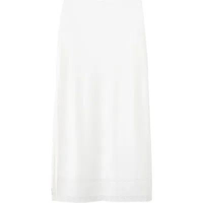 Mango Lace Trim Linen Blend Midi Skirt In White