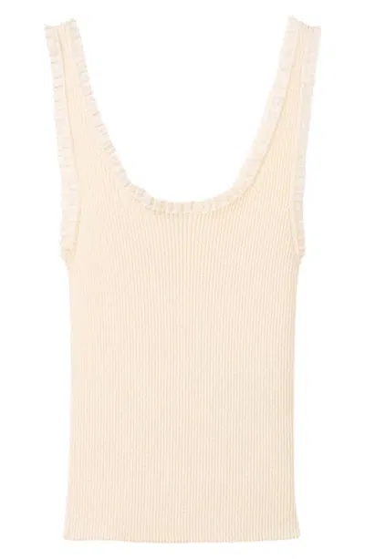 Mango Lace Trim Rib Tank In Neutral