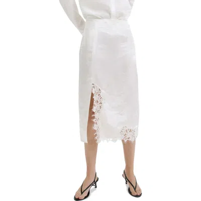 Mango Satin Lace Skirt In White