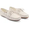 Mango Lace-up Leather Boat Shoe In White